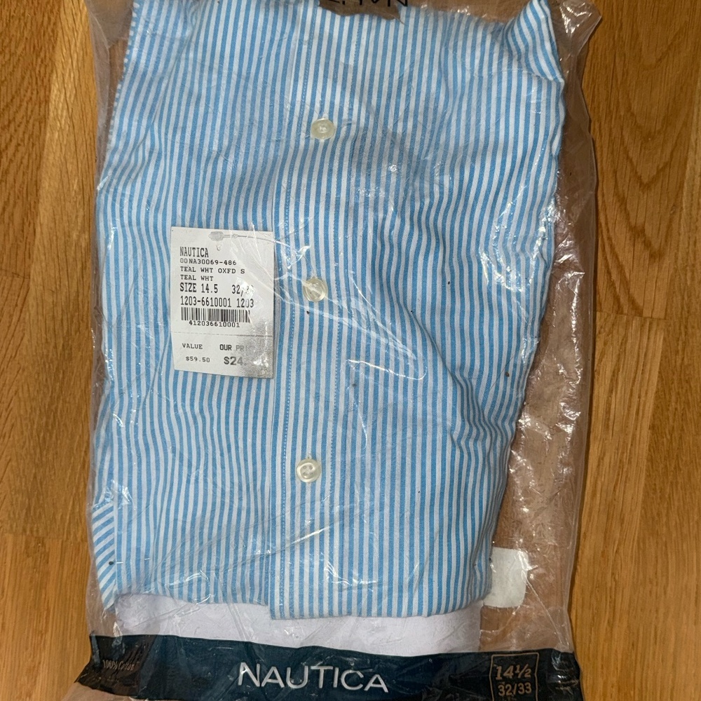 Men's Nautica Blue and White Oxford Shirt